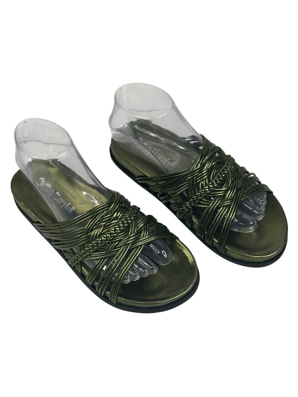 Jeffrey Campbell Intwined Slide Sandal Metallic Olive Green Size 7 New $110